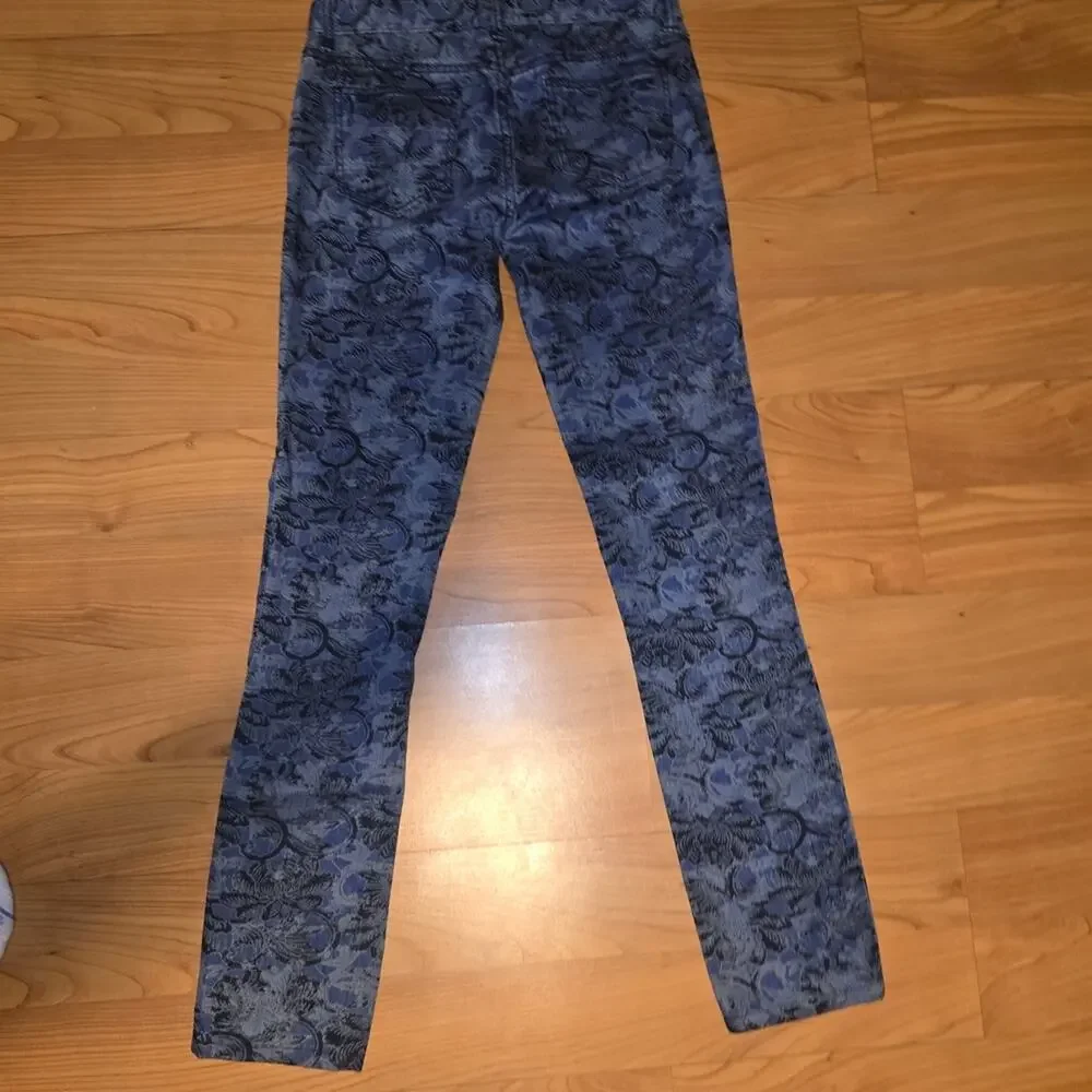 Tory Burch Blue Patterned Straight Leg Jeans